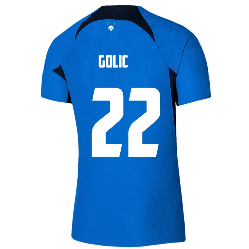 Danxen Mænd Slovenien Tilen Golic #22 Blå Udebane Spillertrøjer 24-26 Trøje T-Shirt