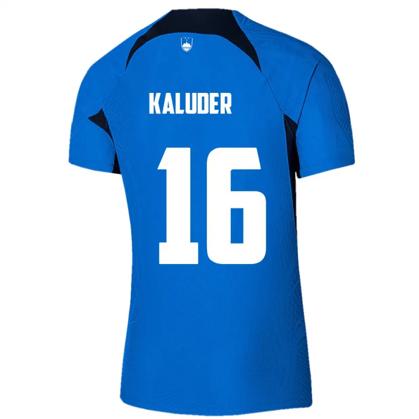 Danxen Mænd Slovenien Grega Kaluder #16 Blå Udebane Spillertrøjer 24-26 Trøje T-Shirt