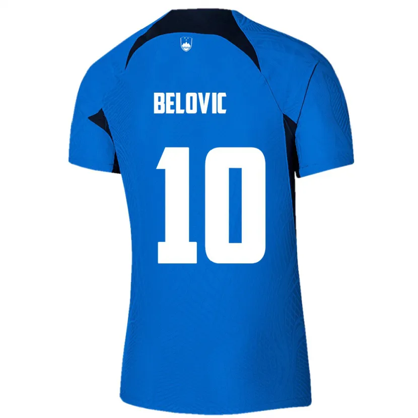 Danxen Mænd Slovenien Nik Belovic #10 Blå Udebane Spillertrøjer 24-26 Trøje T-Shirt