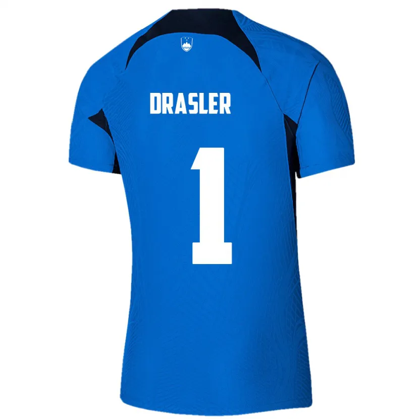 Danxen Mænd Slovenien Iztok Drasler #1 Blå Udebane Spillertrøjer 24-26 Trøje T-Shirt