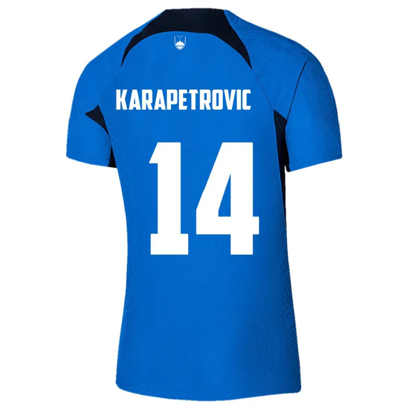 Danxen Mænd Slovenien Luka Karapetrovic #14 Blå Udebane Spillertrøjer 24-26 Trøje T-Shirt