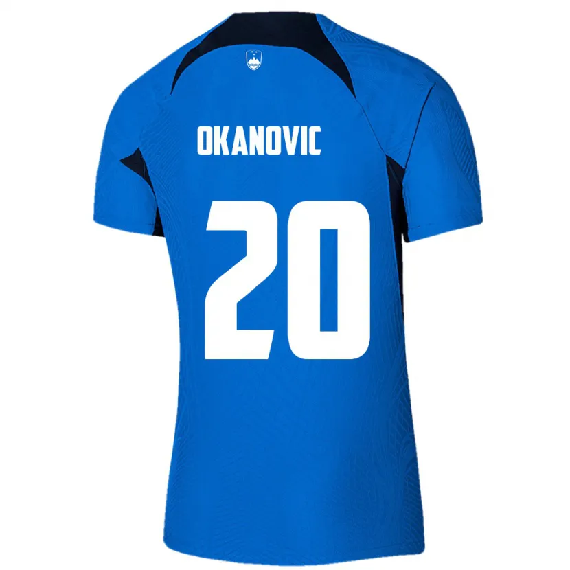 Danxen Mænd Slovenien Deen Okanovic #20 Blå Udebane Spillertrøjer 24-26 Trøje T-Shirt