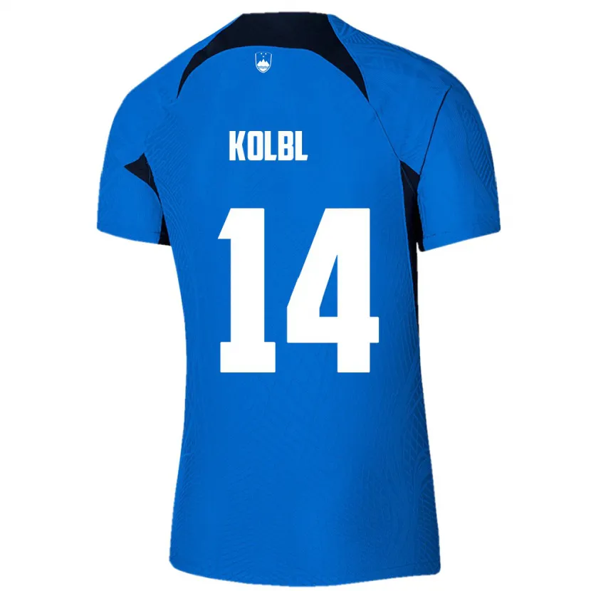 Danxen Mænd Slovenien Špela Kolbl #14 Blå Udebane Spillertrøjer 24-26 Trøje T-Shirt