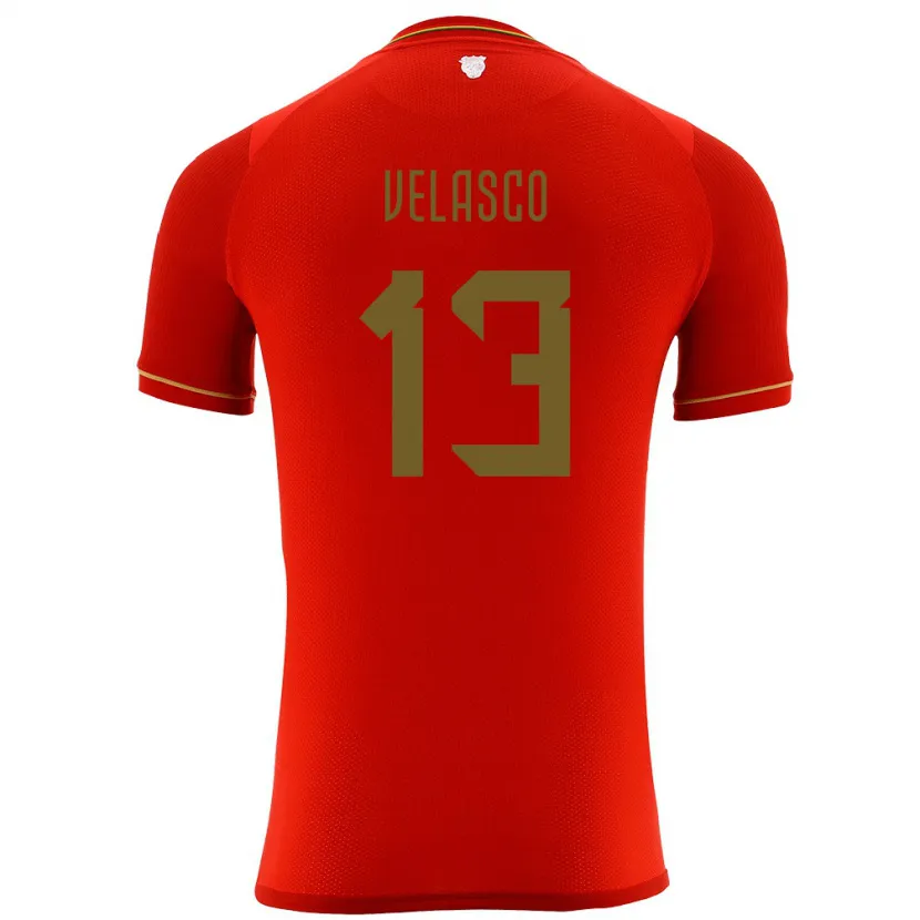 Danxen Mænd Bolivia Jhon Velasco #13 Rød Udebane Spillertrøjer 24-26 Trøje T-Shirt