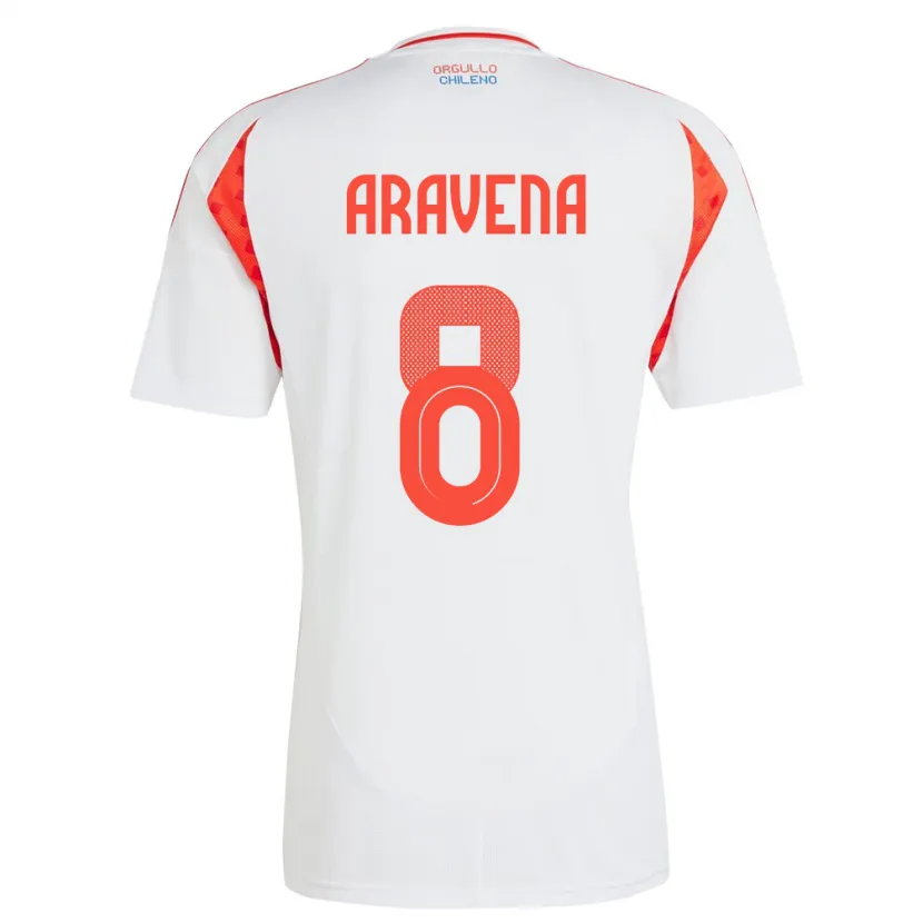 Danxen Mænd Chile Alexander Aravena #8 Hvid Udebane Spillertrøjer 24-26 Trøje T-Shirt