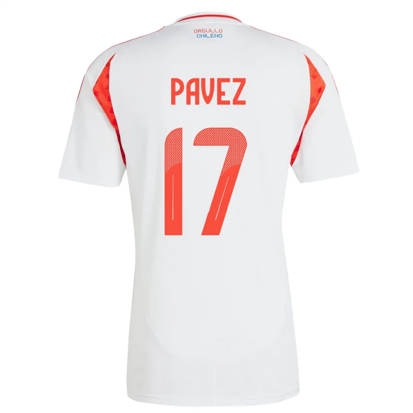 Danxen Mænd Chile Esteban Pavez #17 Hvid Udebane Spillertrøjer 24-26 Trøje T-Shirt