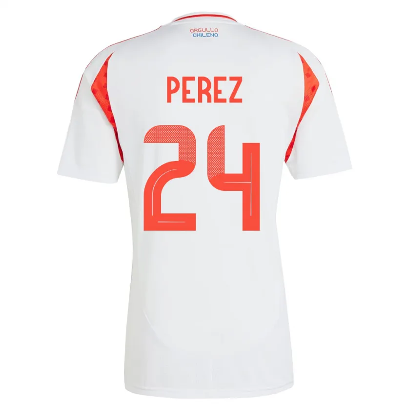 Danxen Mænd Chile César Pérez #24 Hvid Udebane Spillertrøjer 24-26 Trøje T-Shirt