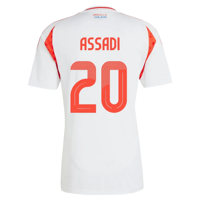 Danxen Mænd Chile Lucas Assadi #20 Hvid Udebane Spillertrøjer 24-26 Trøje T-Shirt