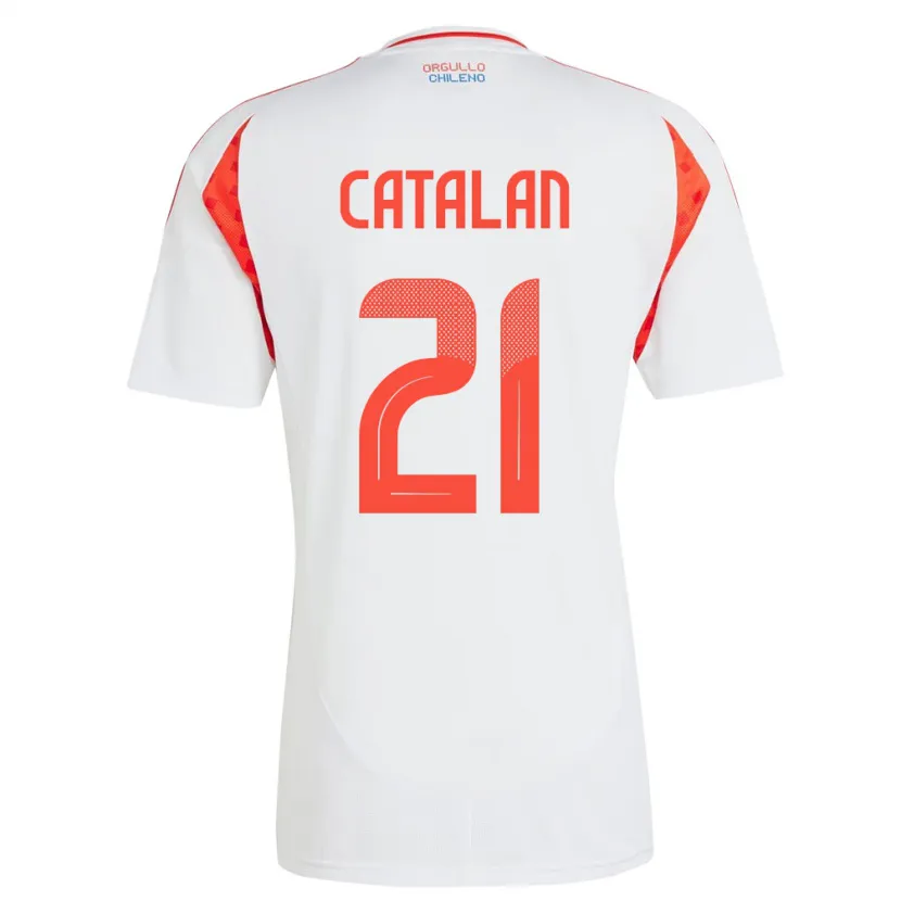 Danxen Mænd Chile Matías Catalán #21 Hvid Udebane Spillertrøjer 24-26 Trøje T-Shirt