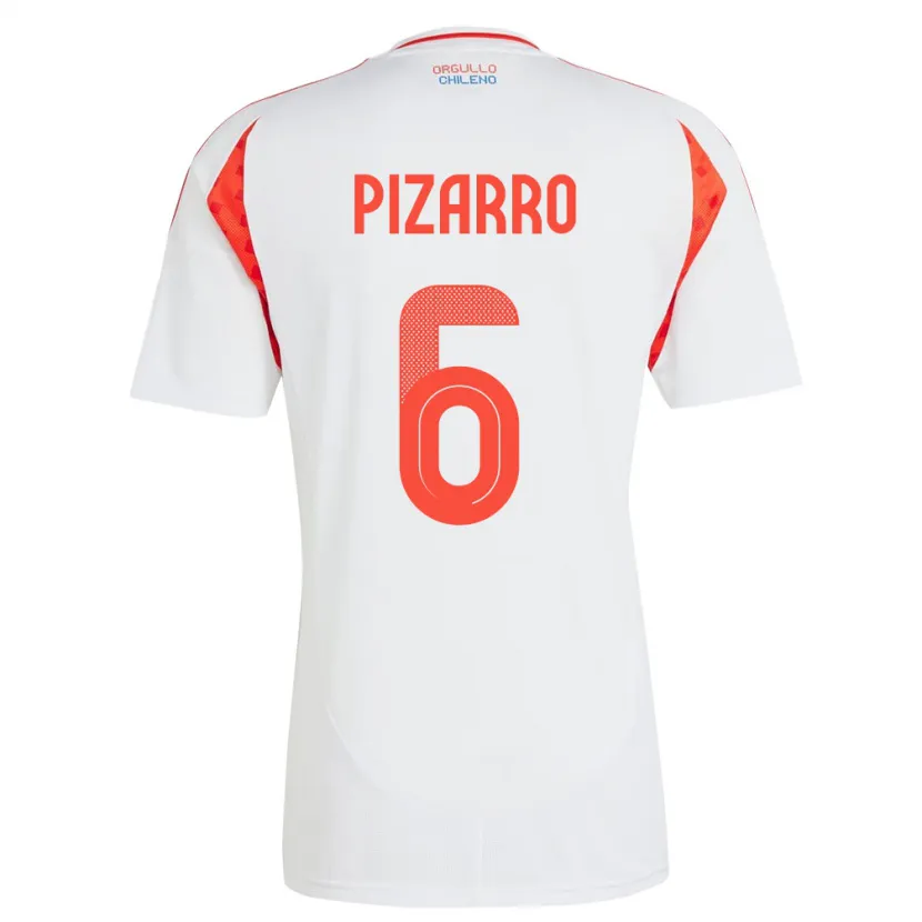 Danxen Mænd Chile Vicente Pizarro #6 Hvid Udebane Spillertrøjer 24-26 Trøje T-Shirt