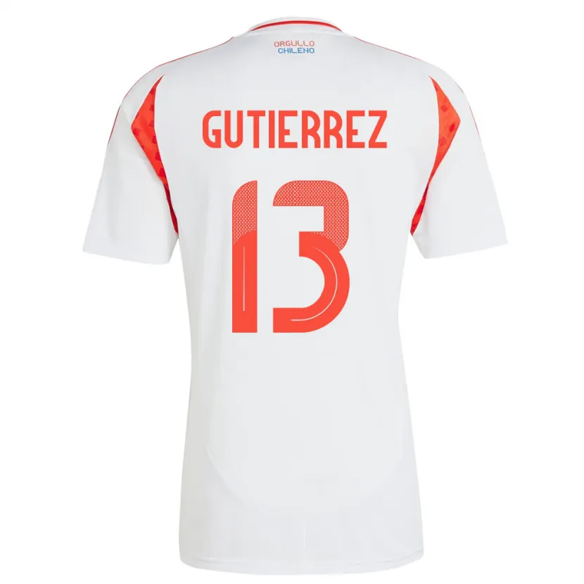 Danxen Mænd Chile Daniel Gutiérrez #13 Hvid Udebane Spillertrøjer 24-26 Trøje T-Shirt