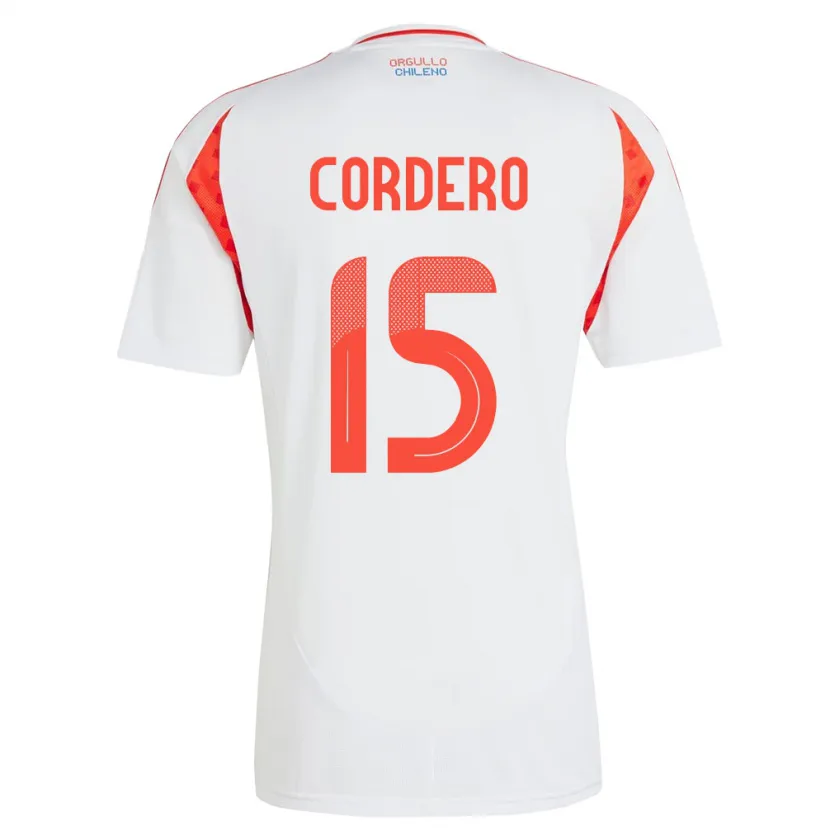 Danxen Mænd Chile Renato Cordero #15 Hvid Udebane Spillertrøjer 24-26 Trøje T-Shirt