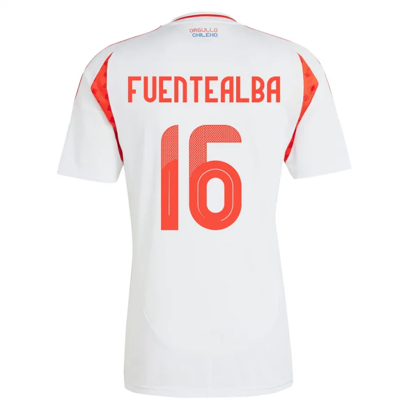 Danxen Mænd Chile Jeison Fuentealba #16 Hvid Udebane Spillertrøjer 24-26 Trøje T-Shirt