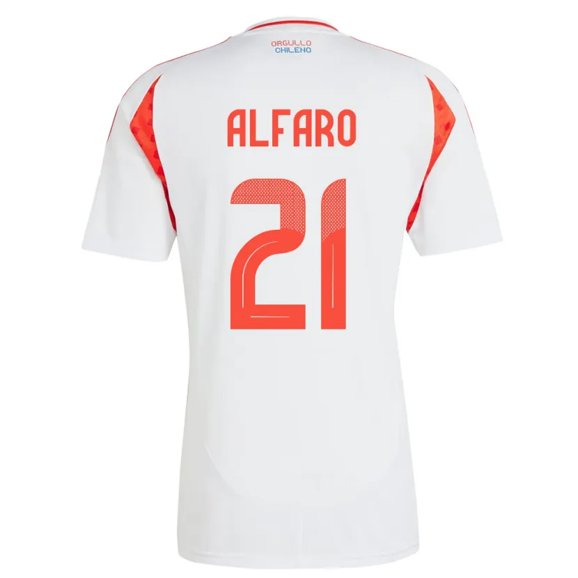 Danxen Mænd Chile Julián Alfaro #21 Hvid Udebane Spillertrøjer 24-26 Trøje T-Shirt