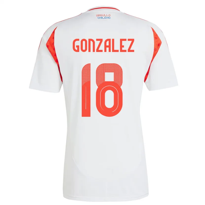 Danxen Mænd Chile Bryan González #18 Hvid Udebane Spillertrøjer 24-26 Trøje T-Shirt