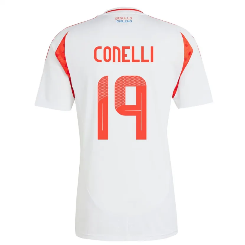 Danxen Mænd Chile Vicente Conelli #19 Hvid Udebane Spillertrøjer 24-26 Trøje T-Shirt