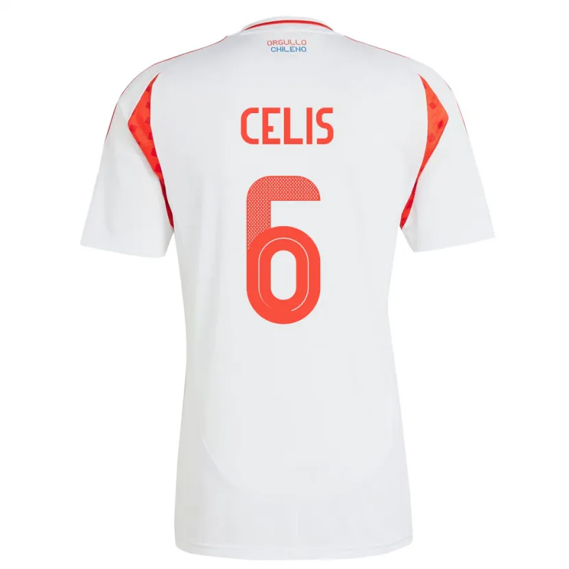 Danxen Mænd Chile Milovan Celis #6 Hvid Udebane Spillertrøjer 24-26 Trøje T-Shirt