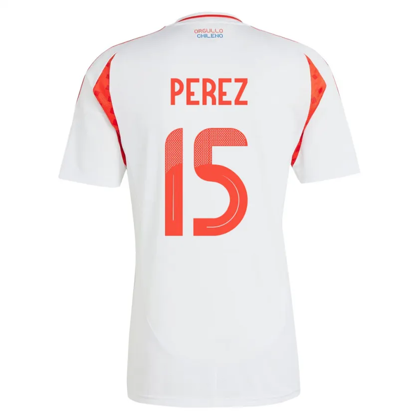 Danxen Mænd Chile Ignacio Pérez #15 Hvid Udebane Spillertrøjer 24-26 Trøje T-Shirt