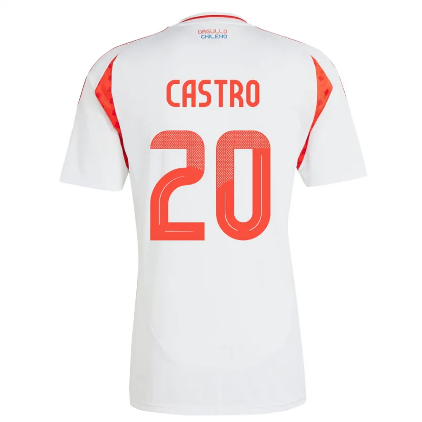 Danxen Mænd Chile Benjamín Castro #20 Hvid Udebane Spillertrøjer 24-26 Trøje T-Shirt