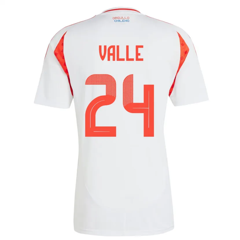 Danxen Mænd Chile Alessandra Valle #24 Hvid Udebane Spillertrøjer 24-26 Trøje T-Shirt