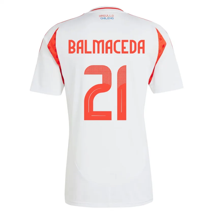 Danxen Mænd Chile Rosario Balmaceda #21 Hvid Udebane Spillertrøjer 24-26 Trøje T-Shirt