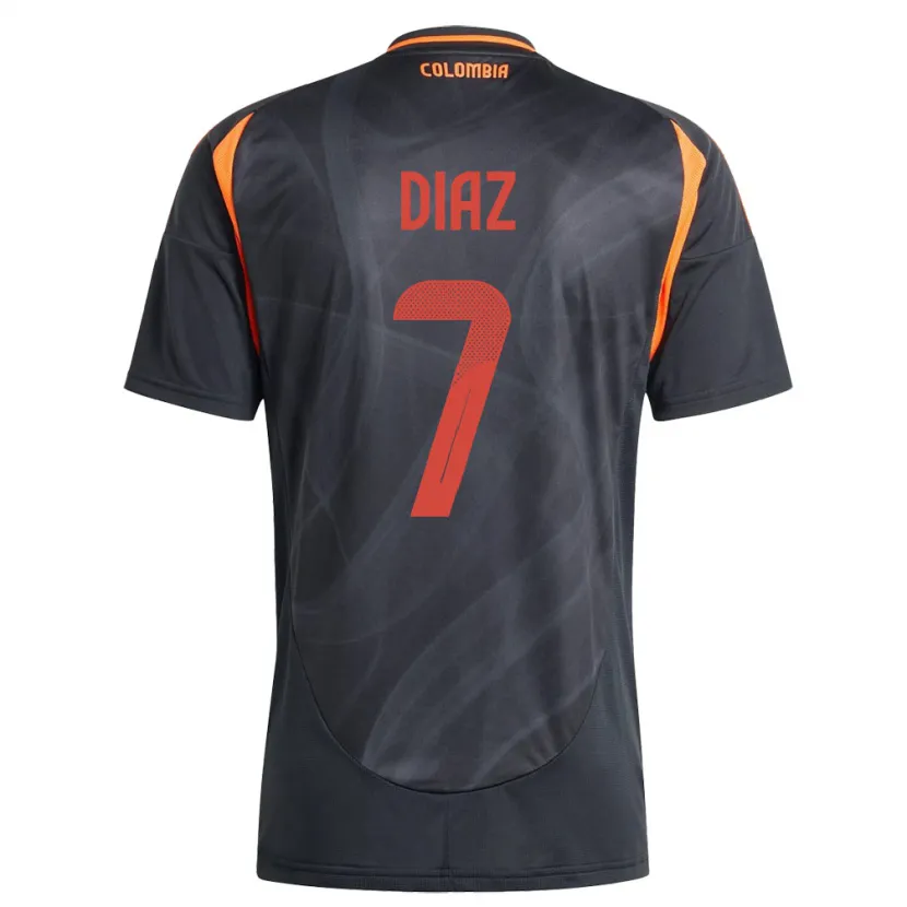 Danxen Mænd Colombia Luis Díaz #7 Sort Udebane Spillertrøjer 24-26 Trøje T-Shirt