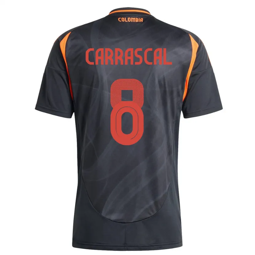 Danxen Mænd Colombia Jorge Carrascal #8 Sort Udebane Spillertrøjer 24-26 Trøje T-Shirt