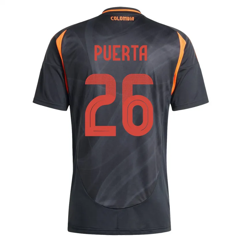 Danxen Mænd Colombia Gustavo Puerta #26 Sort Udebane Spillertrøjer 24-26 Trøje T-Shirt