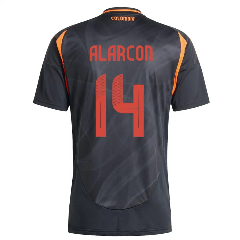 Danxen Mænd Colombia Andrés Alarcón #14 Sort Udebane Spillertrøjer 24-26 Trøje T-Shirt