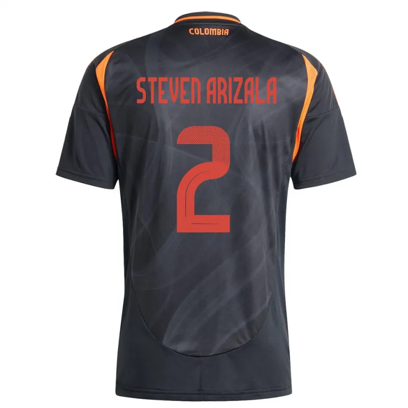 Danxen Mænd Colombia Elver Steven Arizala #2 Sort Udebane Spillertrøjer 24-26 Trøje T-Shirt