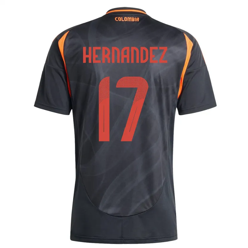 Danxen Mænd Colombia Jhoan Hernández #17 Sort Udebane Spillertrøjer 24-26 Trøje T-Shirt