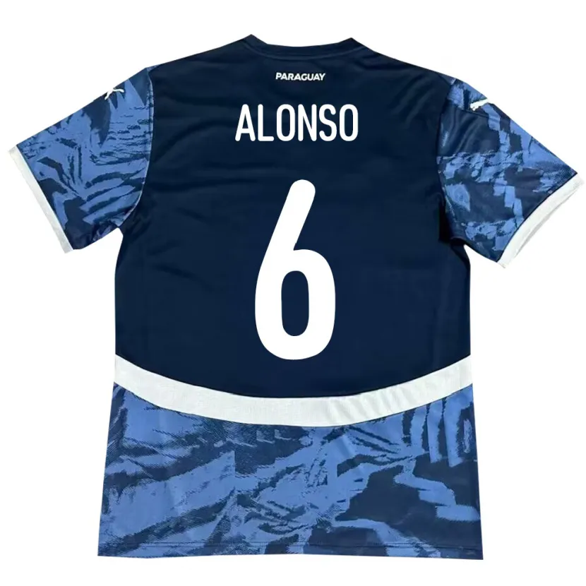 Danxen Mænd Paraguay Júnior Alonso #6 Blå Udebane Spillertrøjer 24-26 Trøje T-Shirt