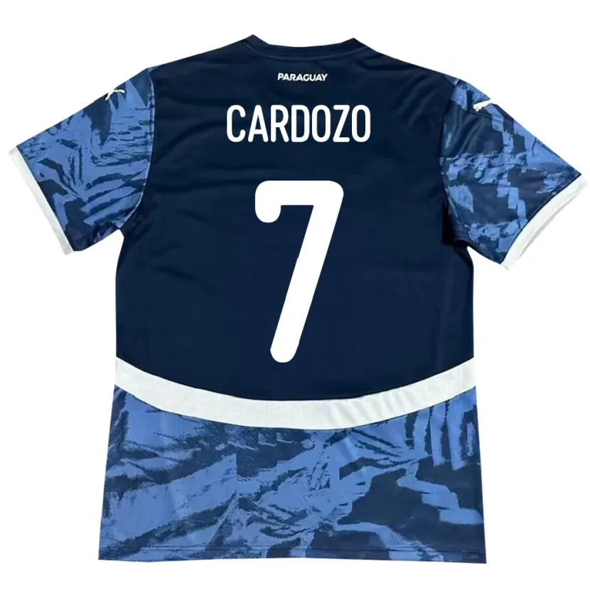 Danxen Mænd Paraguay Fernando Cardozo #7 Blå Udebane Spillertrøjer 24-26 Trøje T-Shirt