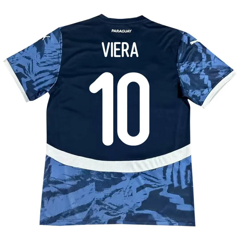 Danxen Mænd Paraguay Wílder Viera #10 Blå Udebane Spillertrøjer 24-26 Trøje T-Shirt