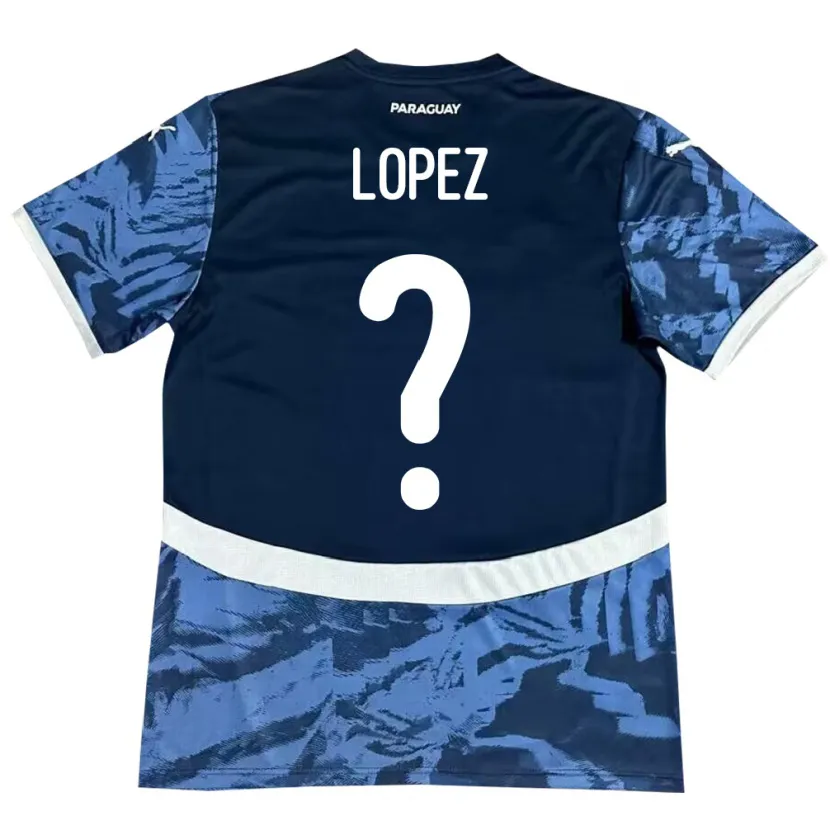 Danxen Mænd Paraguay Rodrigo López #0 Blå Udebane Spillertrøjer 24-26 Trøje T-Shirt