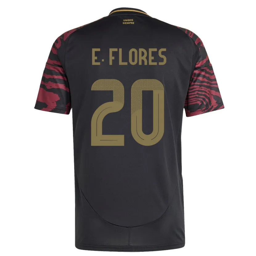 Danxen Mænd Peru Edison Flores #20 Sort Udebane Spillertrøjer 24-26 Trøje T-Shirt