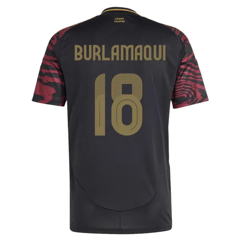 Danxen Mænd Peru Alessandro Burlamaqui #18 Sort Udebane Spillertrøjer 24-26 Trøje T-Shirt