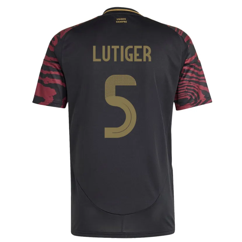 Danxen Mænd Peru Rafael Lutiger #5 Sort Udebane Spillertrøjer 24-26 Trøje T-Shirt