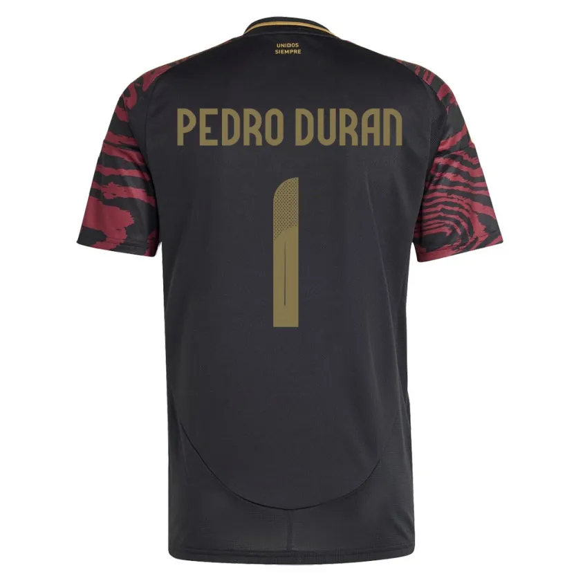 Danxen Mænd Peru Juan Pedro Durán #1 Sort Udebane Spillertrøjer 24-26 Trøje T-Shirt