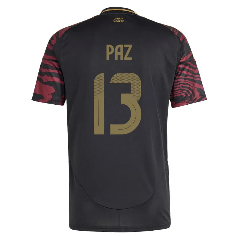 Danxen Mænd Peru Braidy Paz #13 Sort Udebane Spillertrøjer 24-26 Trøje T-Shirt