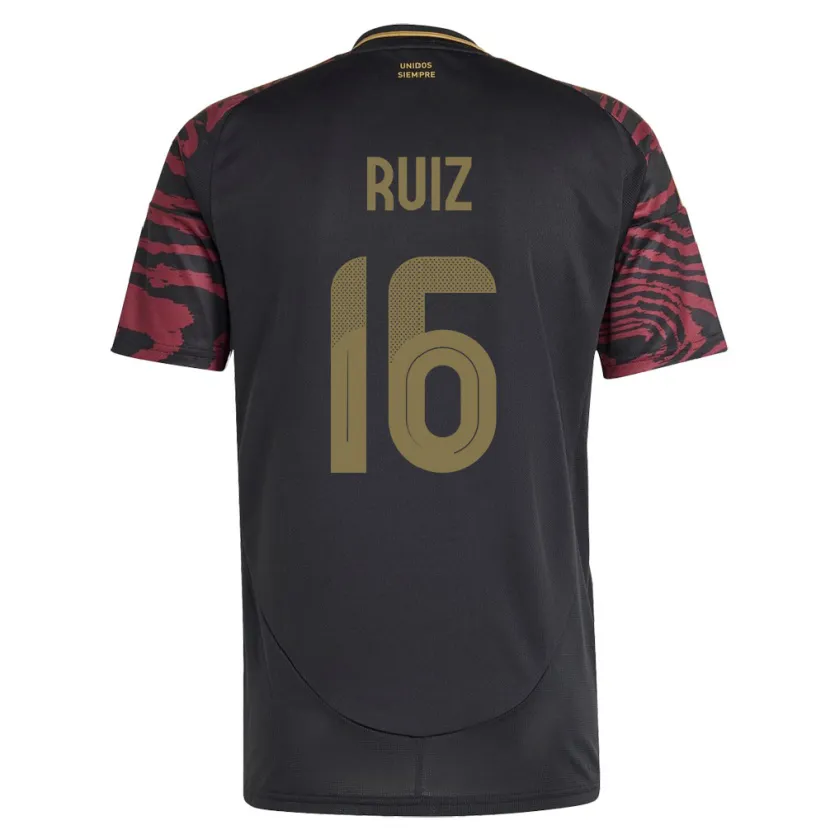 Danxen Mænd Peru Birka Ruiz #16 Sort Udebane Spillertrøjer 24-26 Trøje T-Shirt