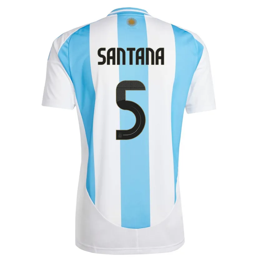 Danxen Kvinder Argentina Vanesa Santana #5 Hvid Blå Hjemmebane Spillertrøjer 24-26 Trøje T-Shirt