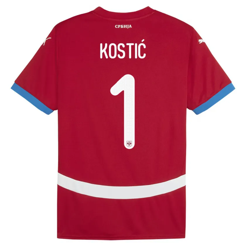 Danxen Kvinder Serbien Milica Kostic #1 Rød Hjemmebane Spillertrøjer 24-26 Trøje T-Shirt