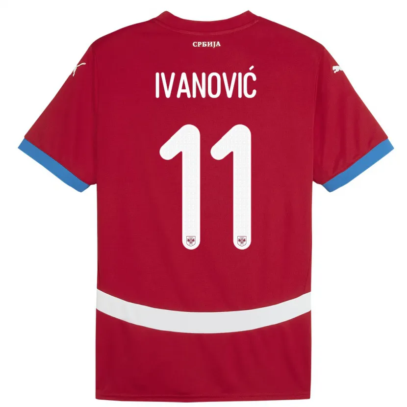 Danxen Kvinder Serbien Miljana Ivanovic #11 Rød Hjemmebane Spillertrøjer 24-26 Trøje T-Shirt