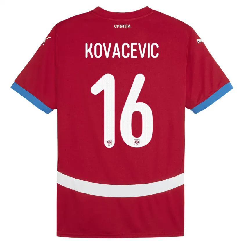 Danxen Kvinder Serbien Bojan Kovacevic #16 Rød Hjemmebane Spillertrøjer 24-26 Trøje T-Shirt