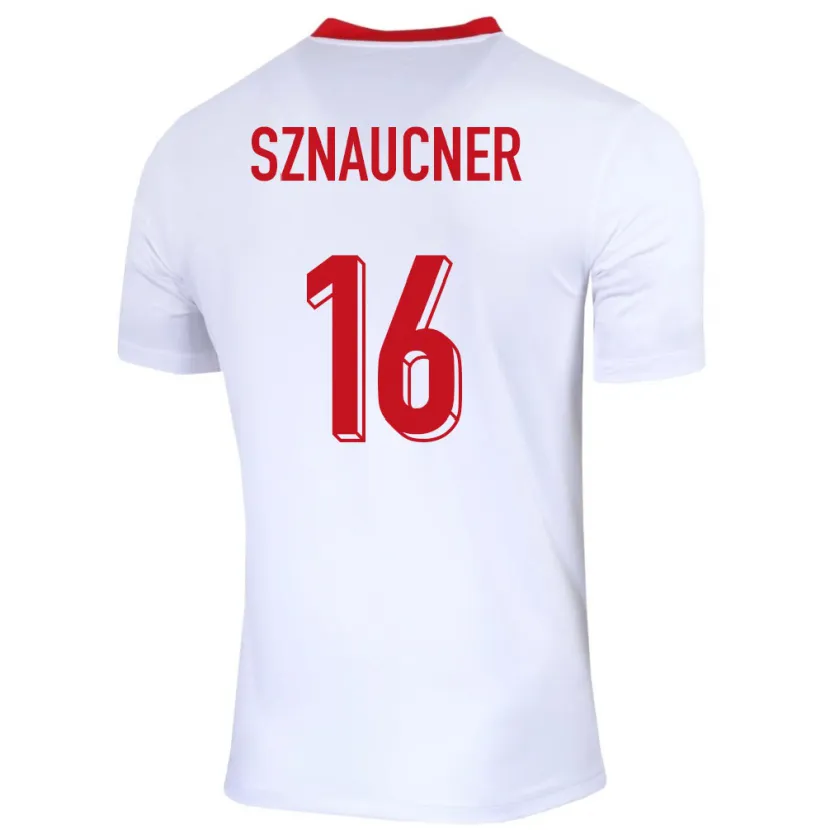 Danxen Kvinder Polen Maksymilian Sznaucner #16 Hvid Hjemmebane Spillertrøjer 24-26 Trøje T-Shirt