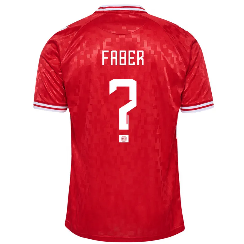 Danxen Kvinder Danmark William Faber #0 Rød Hjemmebane Spillertrøjer 24-26 Trøje T-Shirt