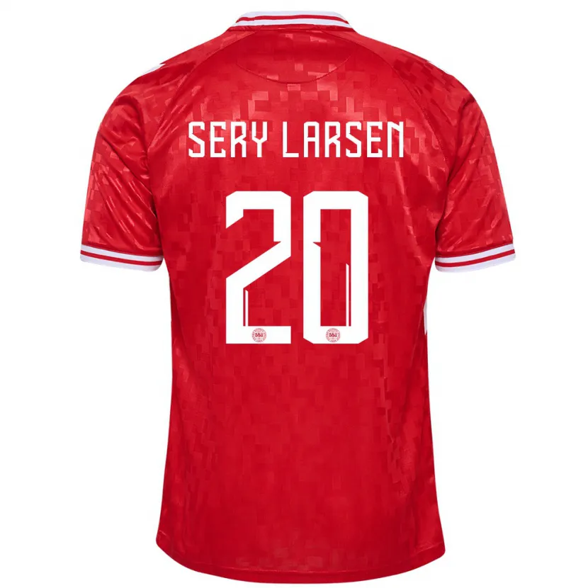 Danxen Kvinder Danmark Japhet Sery Larsen #20 Rød Hjemmebane Spillertrøjer 24-26 Trøje T-Shirt