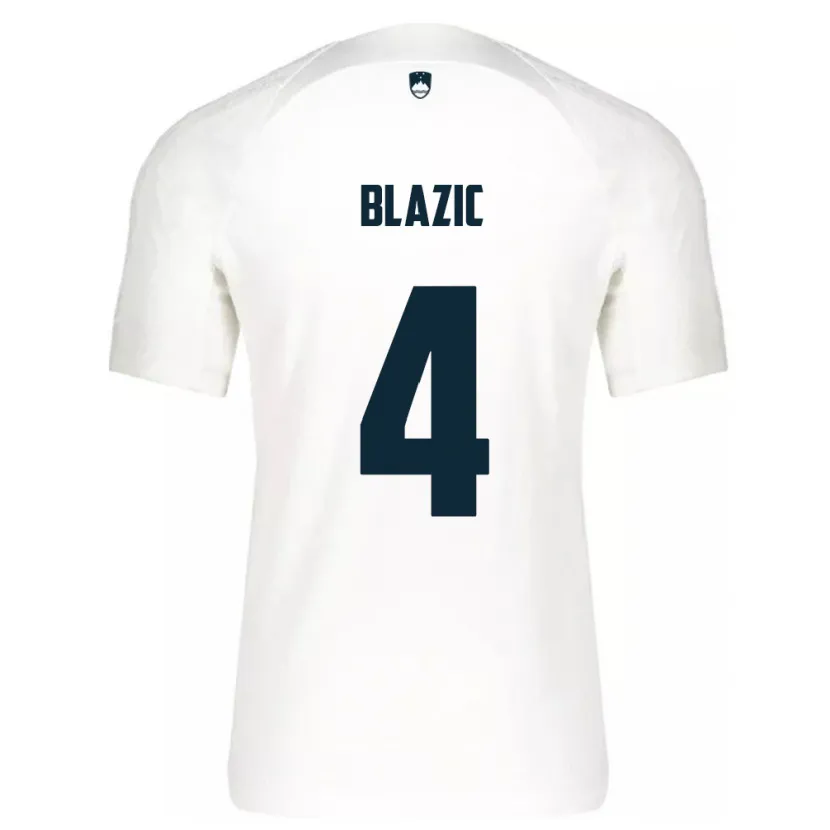 Danxen Kvinder Slovenien Miha Blazic #4 Hvid Hjemmebane Spillertrøjer 24-26 Trøje T-Shirt