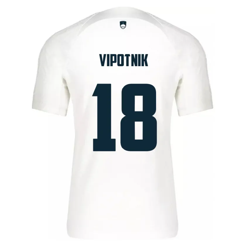 Danxen Kvinder Slovenien Zan Vipotnik #18 Hvid Hjemmebane Spillertrøjer 24-26 Trøje T-Shirt